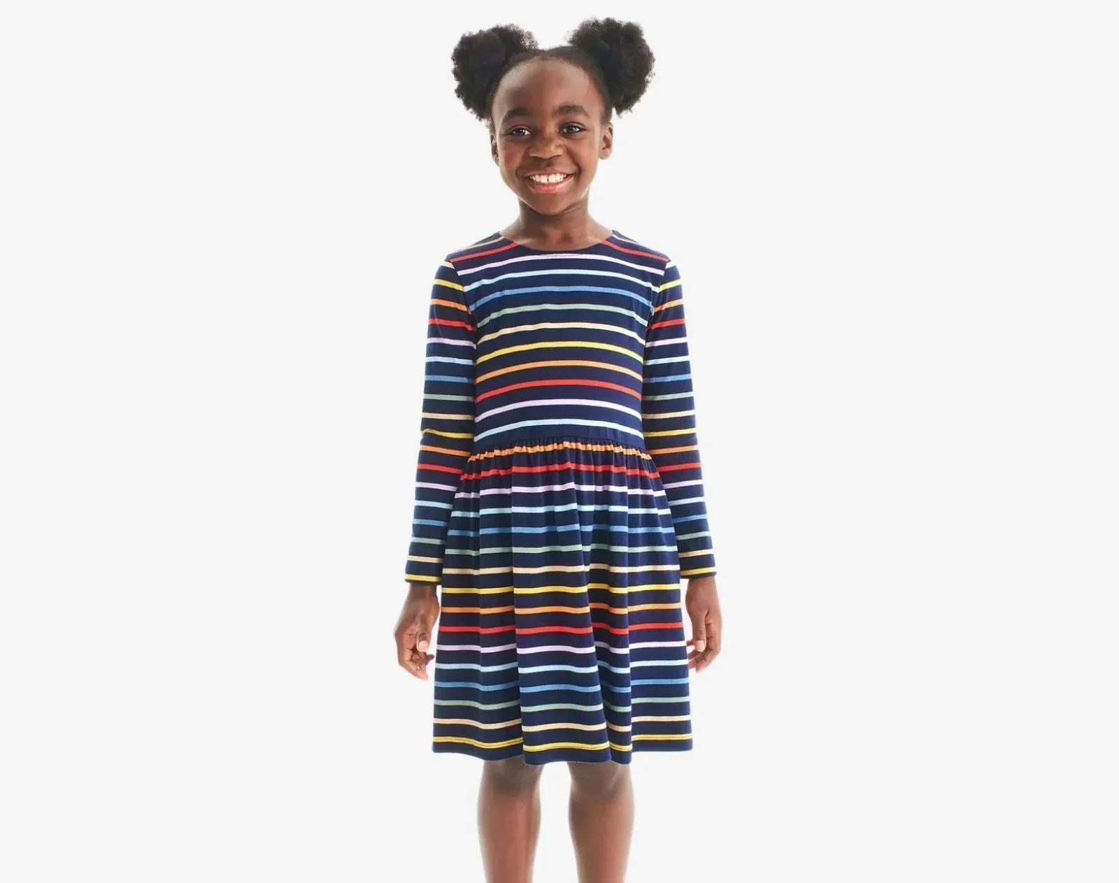 Long Sleeve Pocket Dress - Rainbow Stripe - Image 2