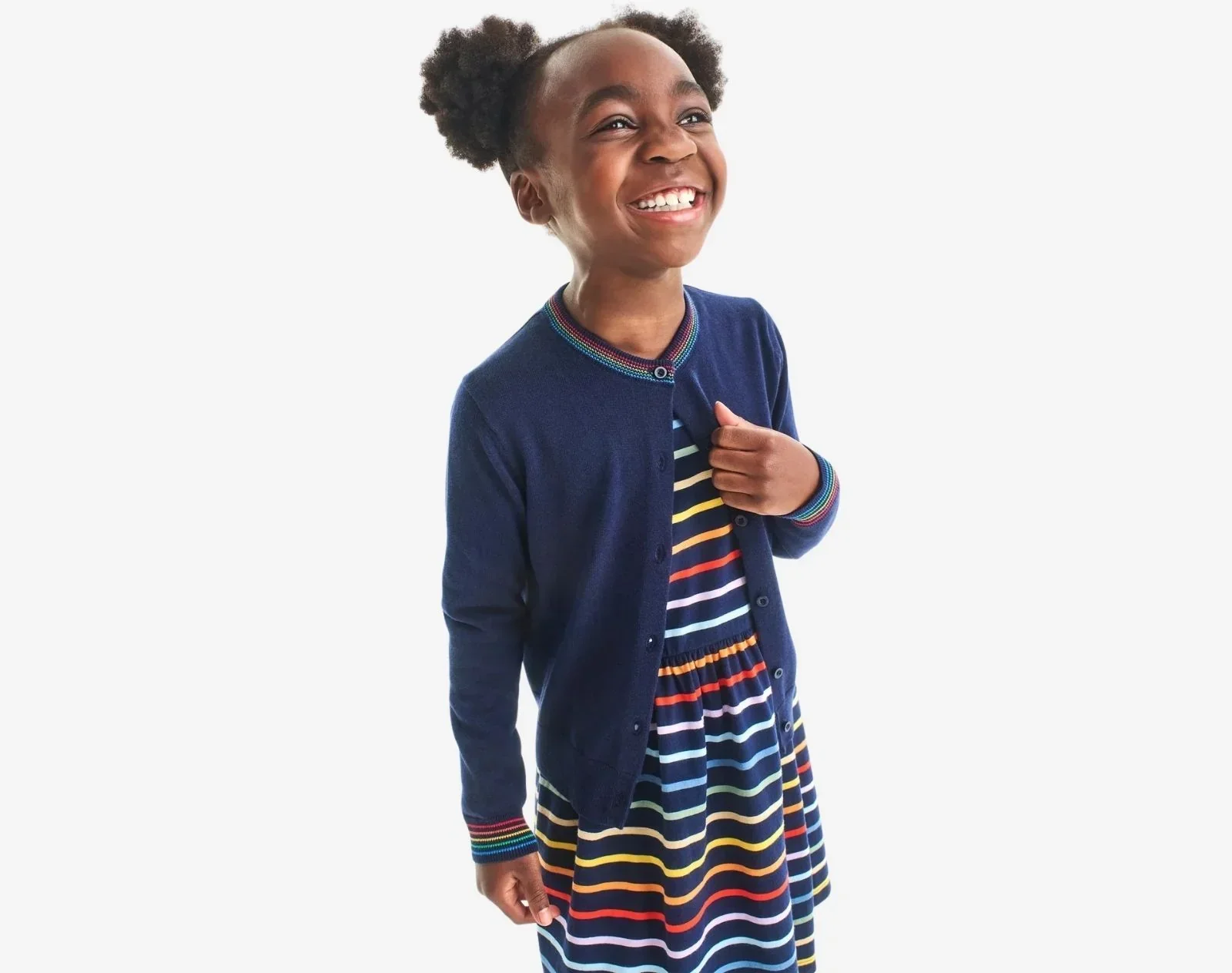 Long Sleeve Pocket Dress - Rainbow Stripe - Image 3