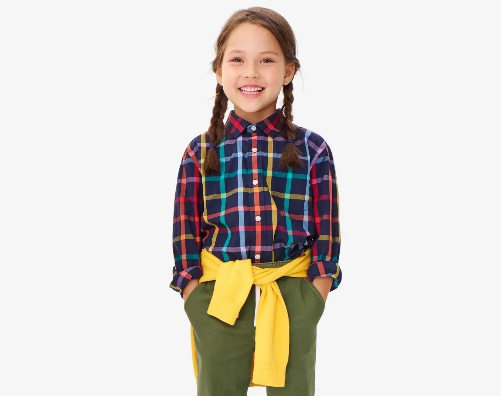 Long Sleeve Button Down - Rainbow Plaid - Image 2